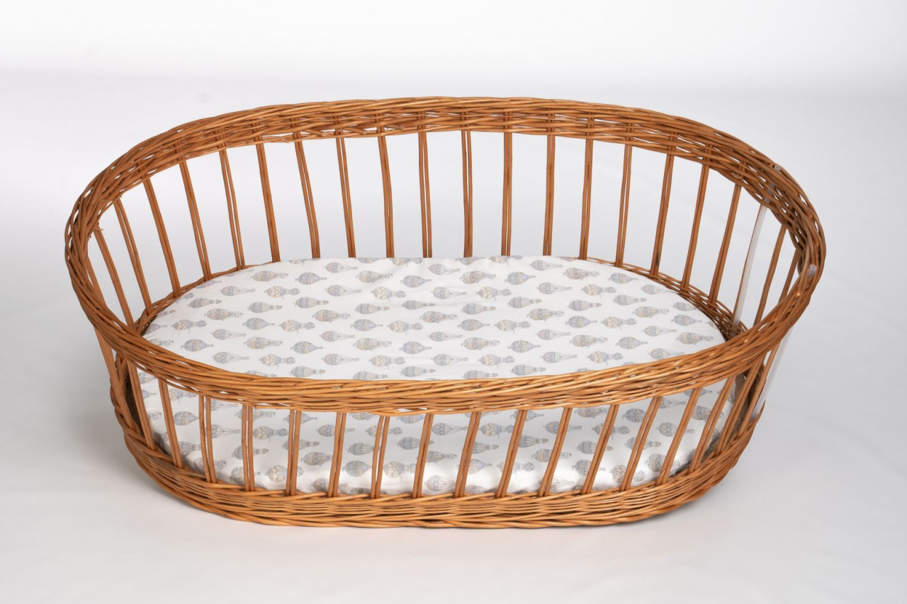 Spannbetttuch oval Heißluftballon blau