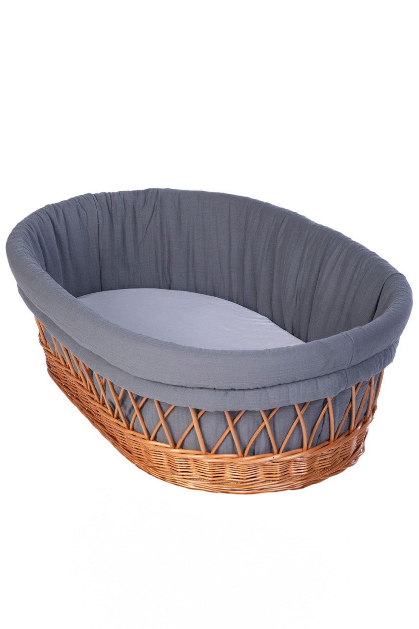 Stubenwagenpolster Musselin, granit