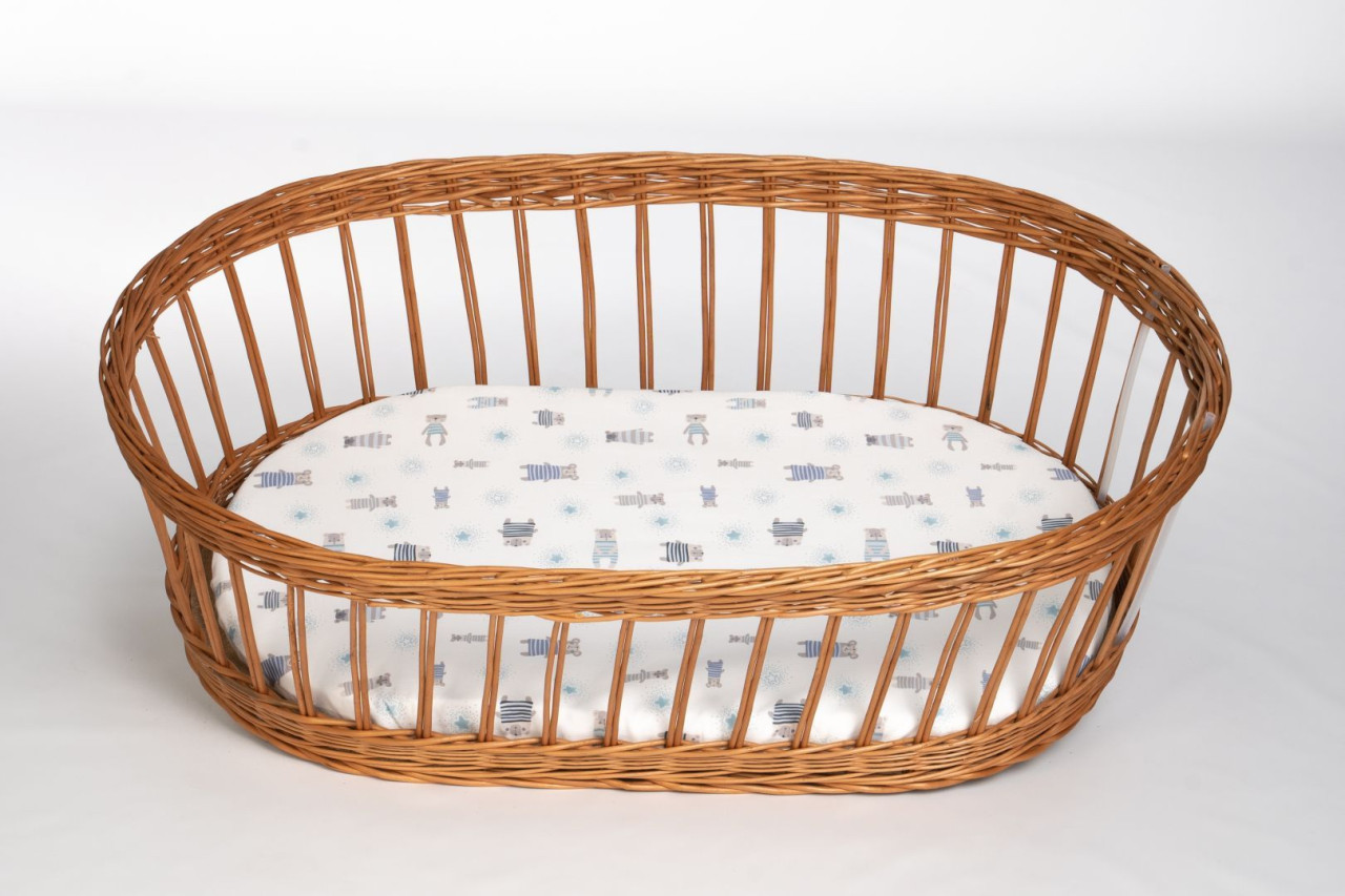 Spannbettlaken oval Pyjamabär blau