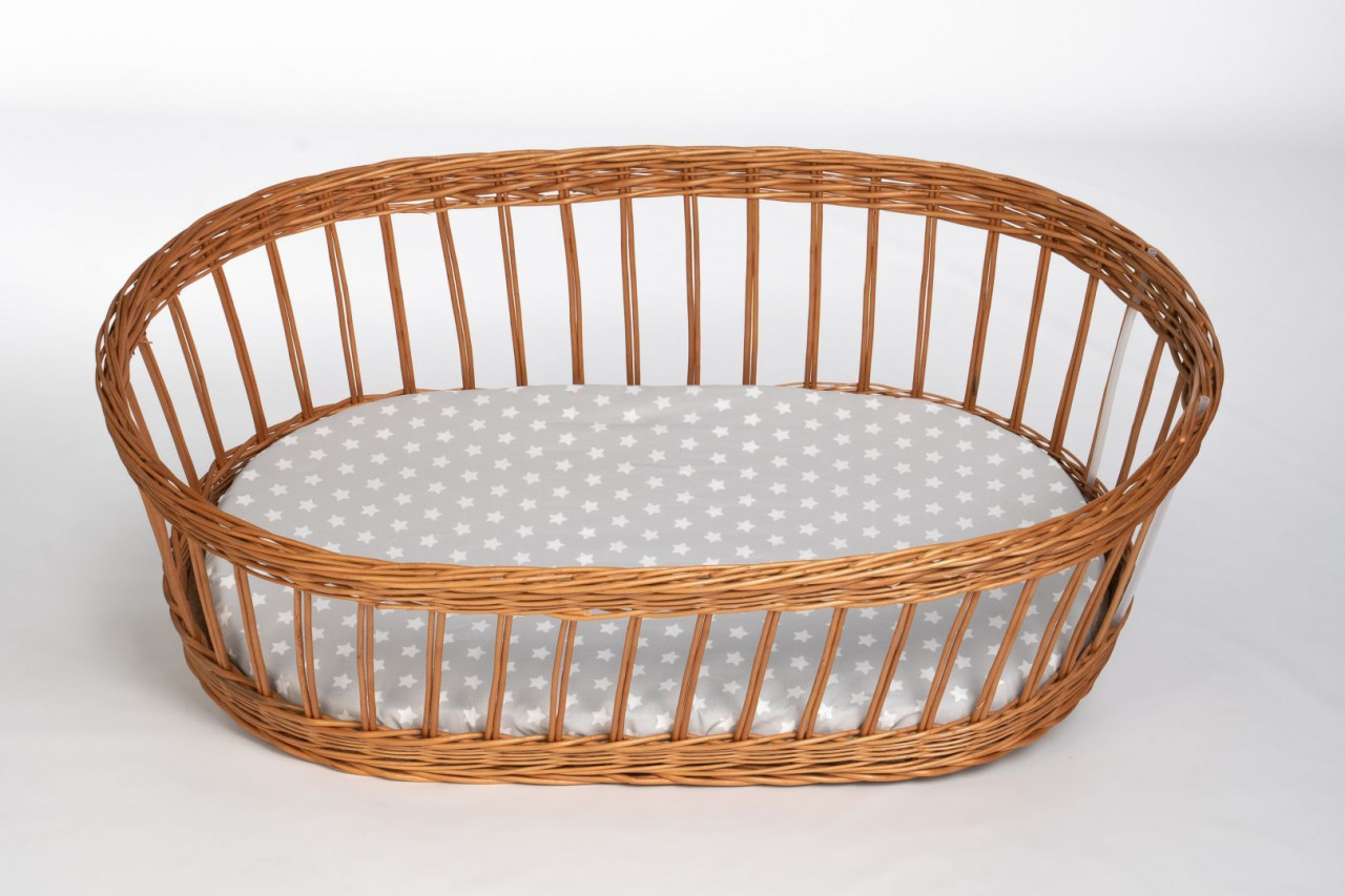 Spannbetttuch oval Kleine Sterne weiß-grau