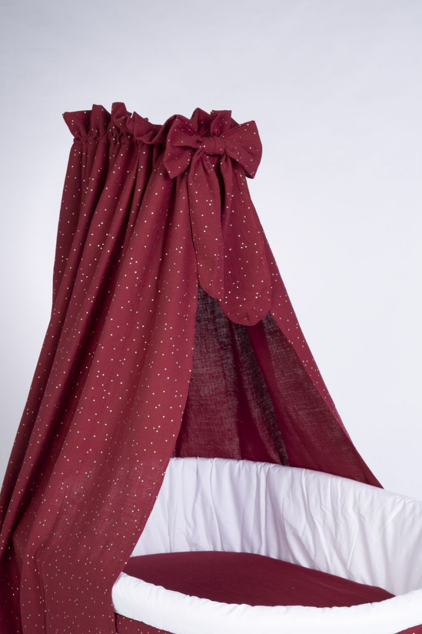 Musselinhimmel für Stubenwagen &Wiege Rot-gold
