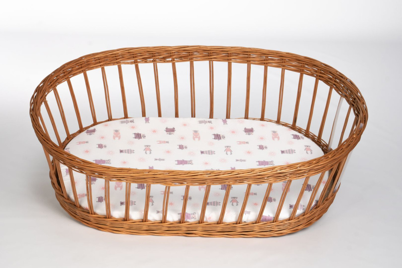 Spannbettlaken oval Pyjamabär rosa