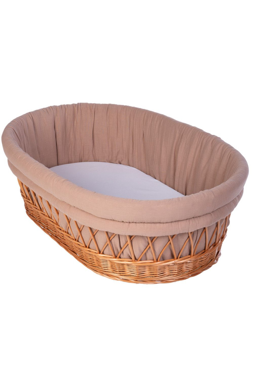 Stubenwagenpolster Musselin, nougat