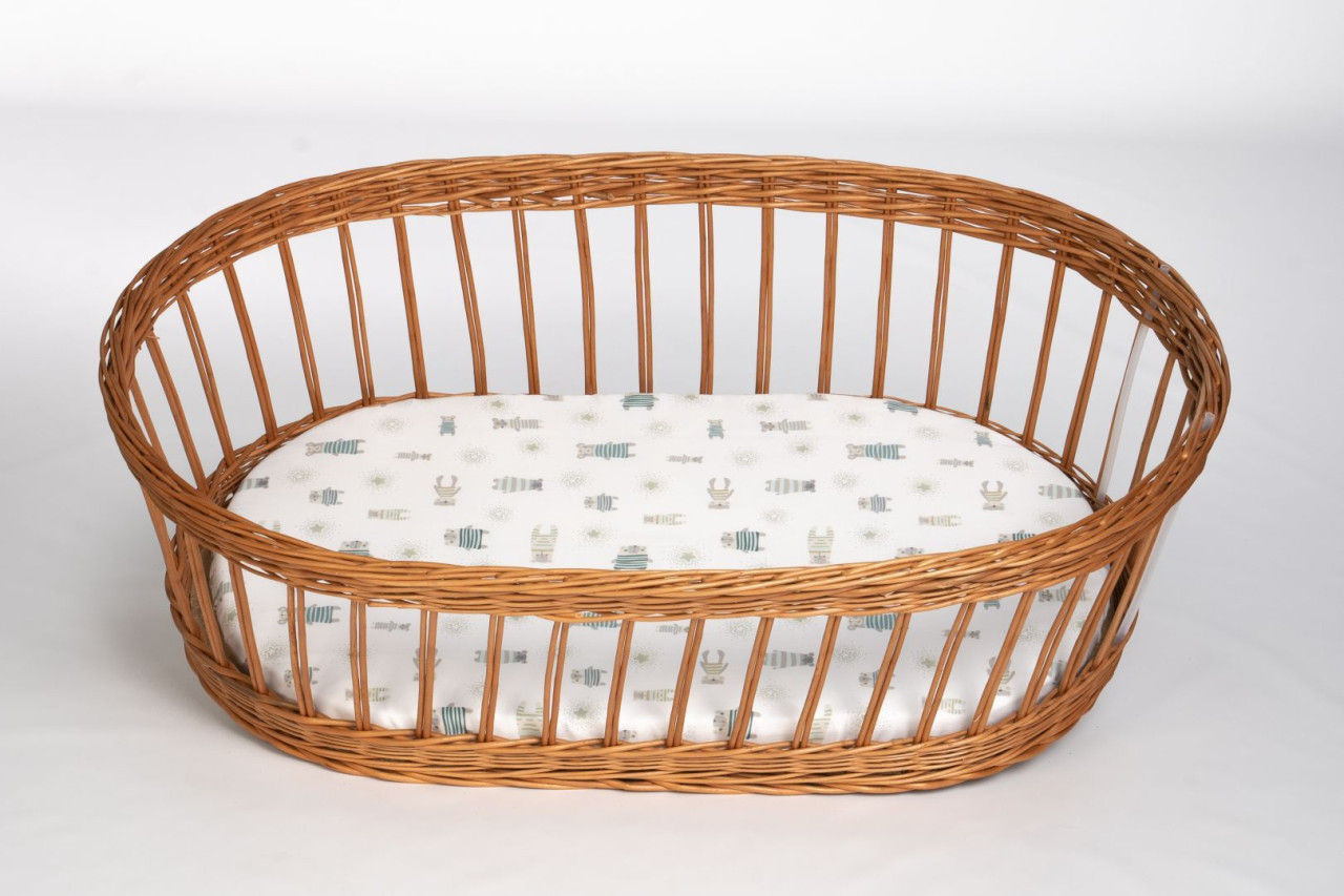 Spannbettlaken oval Pyjamabär grün