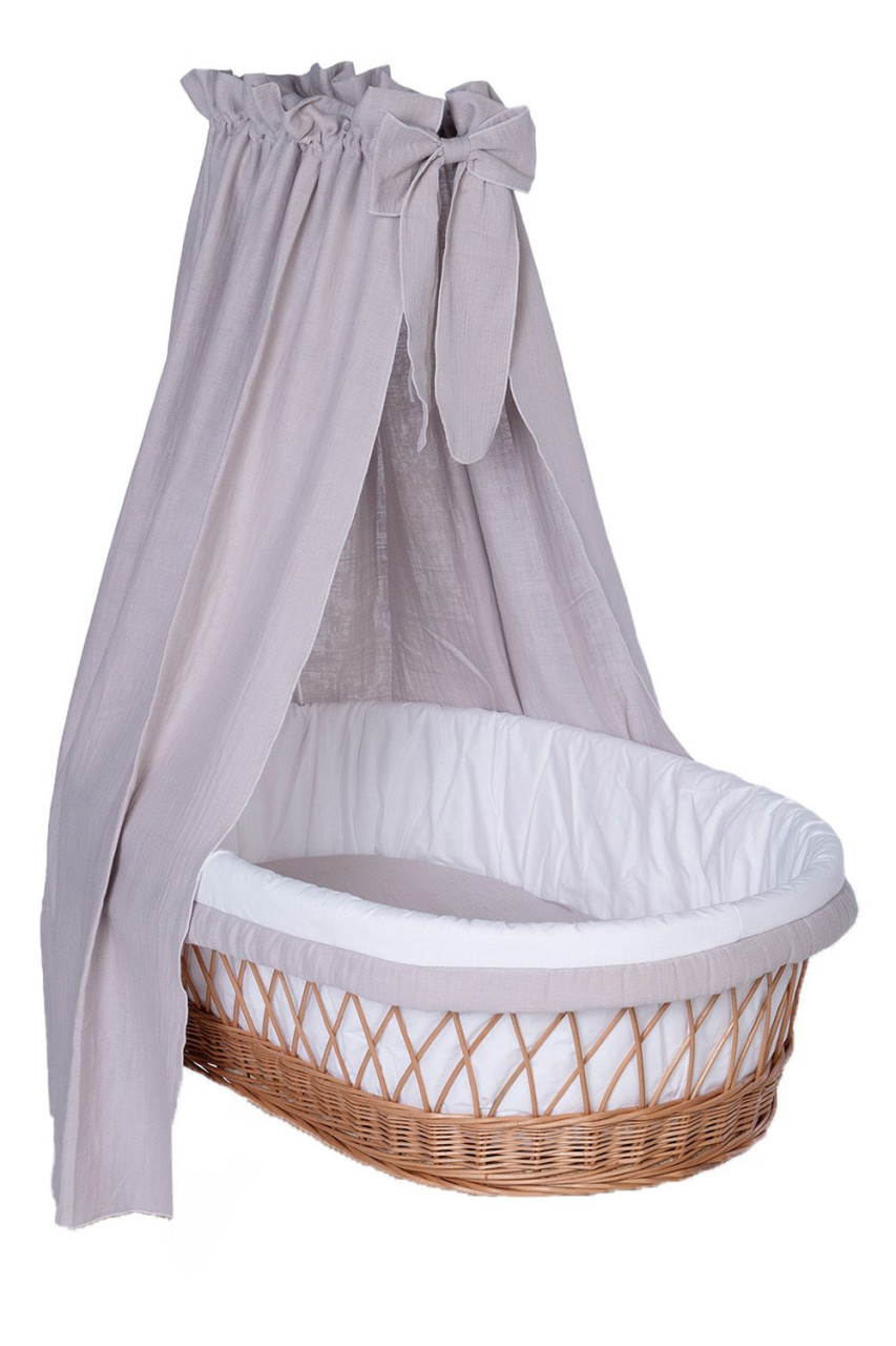 Textiles Set für Stubenwagen Musselin taupe