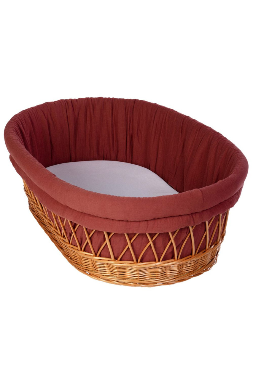 Stubenwagenpolster Musselin, bordeaux