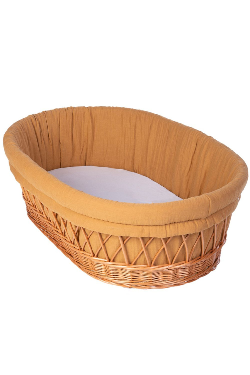 Stubenwagenpolster Musselin, zimt